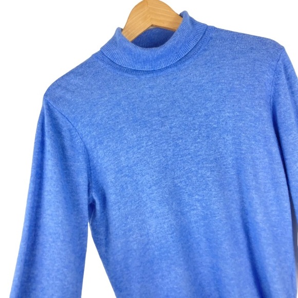 Womens Cashmere Angora Blend Jumper Roll Neck Wool Sweater Blue M Soft Fine Knit - Picture 5 of 8